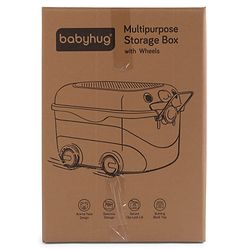 Babyhug Multipurpose Storage Box with Wheels for Kids Animal Theme Pastel Green| Toy Storage Organizer with Pull Along Handle| Clip Lock Lid| Use as Ride-On & Building Block Tray| Kids Room Storage