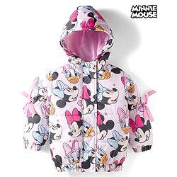 Babyhug Disney Woven Hooded Padded Winter Jacket With Full Sleeves and Minnie and Friends Graphic- Pink