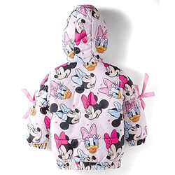 Babyhug Disney Woven Hooded Padded Winter Jacket With Full Sleeves and Minnie and Friends Graphic- Pink