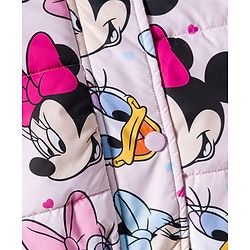Babyhug Disney Woven Hooded Padded Winter Jacket With Full Sleeves and Minnie and Friends Graphic- Pink