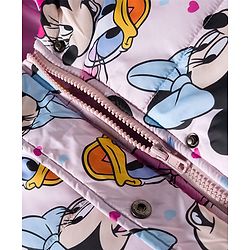Babyhug Disney Woven Hooded Padded Winter Jacket With Full Sleeves and Minnie and Friends Graphic- Pink