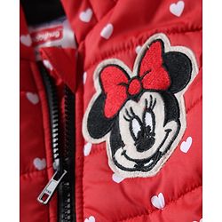 Babyhug Disney Woven Hoodies with Full Sleeves and Minnie Mouse Patch - Red