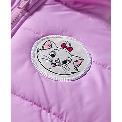 Babyhug Disney Woven Full Sleeves Hooded Padded Winter Jacket With Marie Badge - Lavender