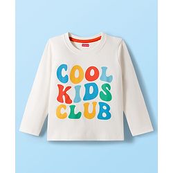 Babyhug 100% Cotton Knit Full Sleeves T-Shirt with Kool Kids Clubs Text Print - Offwhite