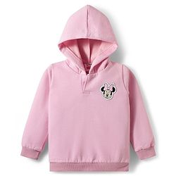 Babyhug Disney Fleece Woven  Full Sleeves Hooded Sweatshirt With Sleeveless Jacket & Minnie Mouse Graphic - Pink