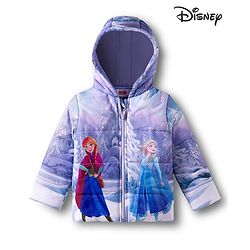 Babyhug Disney Woven Full Sleeves Padded Hooded Winter Jacket With Elsa & Anna Graphic - Purple