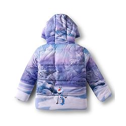Babyhug Disney Woven Full Sleeves Padded Hooded Winter Jacket With Elsa & Anna Graphic - Purple