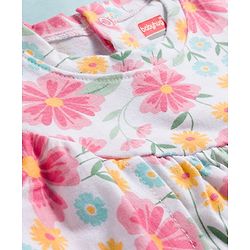 Babyhug 100% Cotton Single Jersey Knit Full Sleeves Top with Frill Detailing & Floral Print -Multicolour