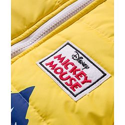 Babyhug Disney  Woven Hooded Padded/ Winter Jacket with Full Sleeves and Mickey Mouse Print - Yellow