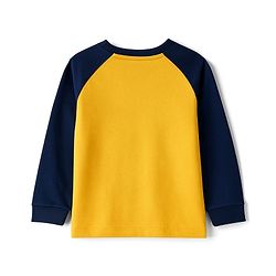 Babyhug 100% Cotton Knit Full Raglan Sleeves T-Shirt with Handsome Like My Daddy Text Print - Yellow & Navy