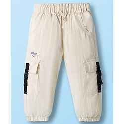Babyhug Woven Full Length Solid Trouser With Stretch - Ivory