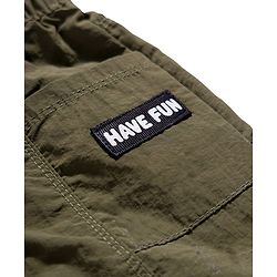 Babyhug Woven Full Length Trouser With Stretch & Text Badge - Olive Green
