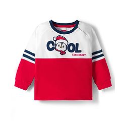 Babyhug 100% Cotton Knit Full Raglan Sleeves T-Shirt With Penguin Embroidery - Red & White