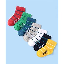 Cute Walk by Babyhug Knit Ankle Length Socks With Stripes Pack Of 7 - Multicolour
