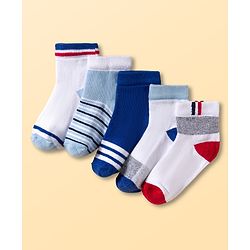 Cutewalk by Babyhug Knit Ankle Length Socks With Stripes Pack Of 5 - Multicolour