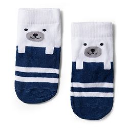 Cute Walk by Babyhug Knit Ankle Length Anti Bacterial Socks with Stripe Polka Dot & Teddy Design Pack of 5 - Grey & Navy Blue