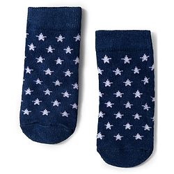Cute Walk by Babyhug Knit Ankle Length Anti Bacterial Socks with Stripe Polka Dot & Teddy Design Pack of 5 - Grey & Navy Blue