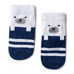 Cute Walk by Babyhug Knit Ankle Length Anti Bacterial Socks with Stripe Polka Dot & Teddy Design Pack of 5 - Grey & Navy Blue