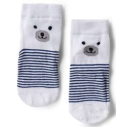 Cute Walk by Babyhug Knit Ankle Length Anti Bacterial Socks with Stripe Polka Dot & Teddy Design Pack of 5 - Grey & Navy Blue