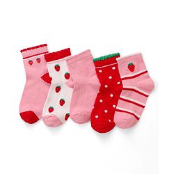 Cute Walk by Babyhug Knit Ankle Length Antibacterial Socks with Strawberry Design Pack of 5 - Multicolor