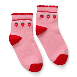 Cute Walk by Babyhug Knit Ankle Length Antibacterial Socks with Strawberry Design Pack of 5 - Multicolor