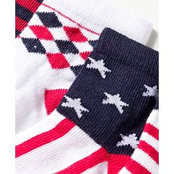Cute Walk by Babyhug Knit Ankle Length Anti Bacterial Socks with Stripes & Star Design Pack of 5 - Red & Navy Blue