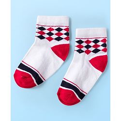 Cute Walk by Babyhug Knit Ankle Length Anti Bacterial Socks with Stripes & Star Design Pack of 5 - Red & Navy Blue