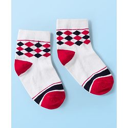 Cute Walk by Babyhug Knit Ankle Length Anti Bacterial Socks with Stripes & Star Design Pack of 5 - Red & Navy Blue