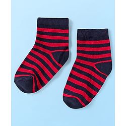Cute Walk by Babyhug Knit Ankle Length Anti Bacterial Socks with Stripes & Star Design Pack of 5 - Red & Navy Blue
