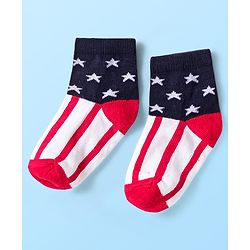Cute Walk by Babyhug Knit Ankle Length Anti Bacterial Socks with Stripes & Star Design Pack of 5 - Red & Navy Blue