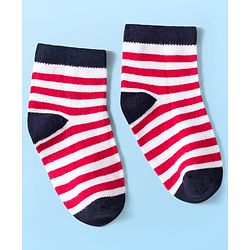 Cute Walk by Babyhug Knit Ankle Length Anti Bacterial Socks with Stripes & Star Design Pack of 5 - Red & Navy Blue