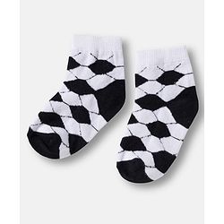 Cute Walk by Babyhug Knit Ankle Length Anti Bacterial Socks with Stripes & Football Design Pack of 7-  White Grey & Navy Blue
