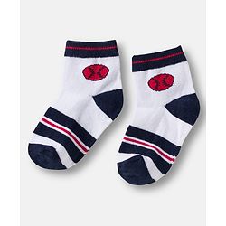 Cute Walk by Babyhug Knit Ankle Length Anti Bacterial Socks with Stripes & Football Design Pack of 7-  White Grey & Navy Blue