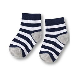 Cute Walk by Babyhug Knit Ankle Length Anti Bacterial Socks with Stripes & Football Design Pack of 7-  White Grey & Navy Blue