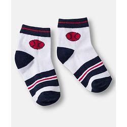 Cute Walk by Babyhug Knit Ankle Length Anti Bacterial Socks with Stripes & Football Design Pack of 7-  White Grey & Navy Blue