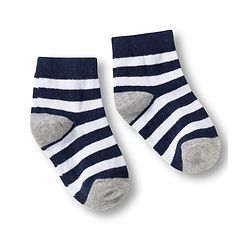 Cute Walk by Babyhug Knit Ankle Length Anti Bacterial Socks with Stripes & Football Design Pack of 7-  White Grey & Navy Blue
