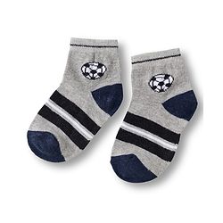 Cute Walk by Babyhug Knit Ankle Length Anti Bacterial Socks with Stripes & Football Design Pack of 7-  White Grey & Navy Blue