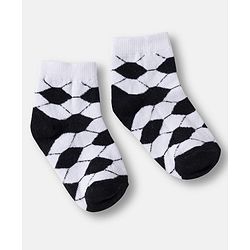 Cute Walk by Babyhug Knit Ankle Length Anti Bacterial Socks with Stripes & Football Design Pack of 7-  White Grey & Navy Blue