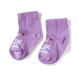 Cute Walk by Babyhug Knit Ankle Length Anitbacterial Socks With Floral Design Pack Of 3 - Purple Pink & Red