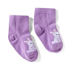 Cute Walk by Babyhug Knit Ankle Length Anitbacterial Socks With Floral Design Pack Of 3 - Purple Pink & Red