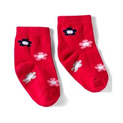 Cute Walk by Babyhug Knit Ankle Length Anitbacterial Socks With Floral Design Pack Of 3 - Purple Pink & Red