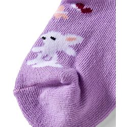 Cute Walk by Babyhug Knit Ankle Length Anitbacterial Socks With Floral Design Pack Of 3 - Purple Pink & Red