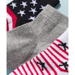 Cute Walk by Babyhug Knit Ankle Length Antibacterial Socks with Star Design & Stripes Pack of 3 - Multicolor