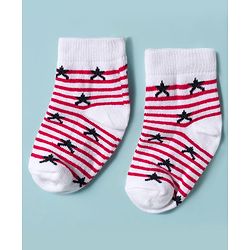 Cute Walk by Babyhug Knit Ankle Length Antibacterial Socks with Star Design & Stripes Pack of 3 - Multicolor