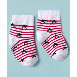 Cute Walk by Babyhug Knit Ankle Length Antibacterial Socks with Star Design & Stripes Pack of 3 - Multicolor