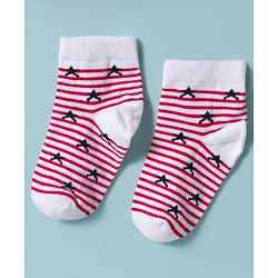 Cute Walk by Babyhug Knit Ankle Length Antibacterial Socks with Star Design & Stripes Pack of 3 - Multicolor