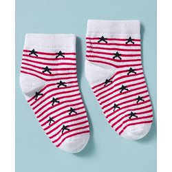 Cute Walk by Babyhug Knit Ankle Length Antibacterial Socks with Star Design & Stripes Pack of 3 - Multicolor
