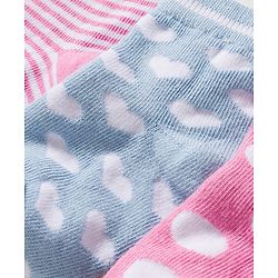 Cute Walk by Babyhug Knit Ankle Length Anti-Bacterial Striped Socks Heart & Polka Dot Design Pack Of 3 - Pink &