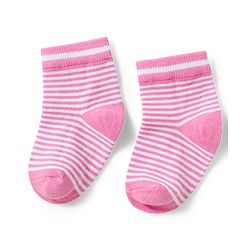 Cute Walk by Babyhug Knit Ankle Length Anti-Bacterial Striped Socks Heart & Polka Dot Design Pack Of 3 - Pink &