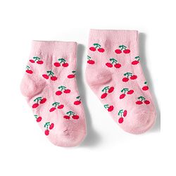 Cutewalk by Babyhug Knit Ankle Length Anti Bacterial Socks With Strawberry Design Pack Of 7 - Multicolour